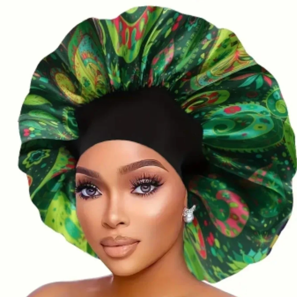 New women's multiple shade of green hair accessories bonnet